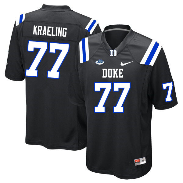Men #77 Robert Kraeling Duke Blue Devils College Football Jerseys Sale-Black